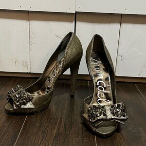 Sam Edelman Metallic Peep Toe Heels